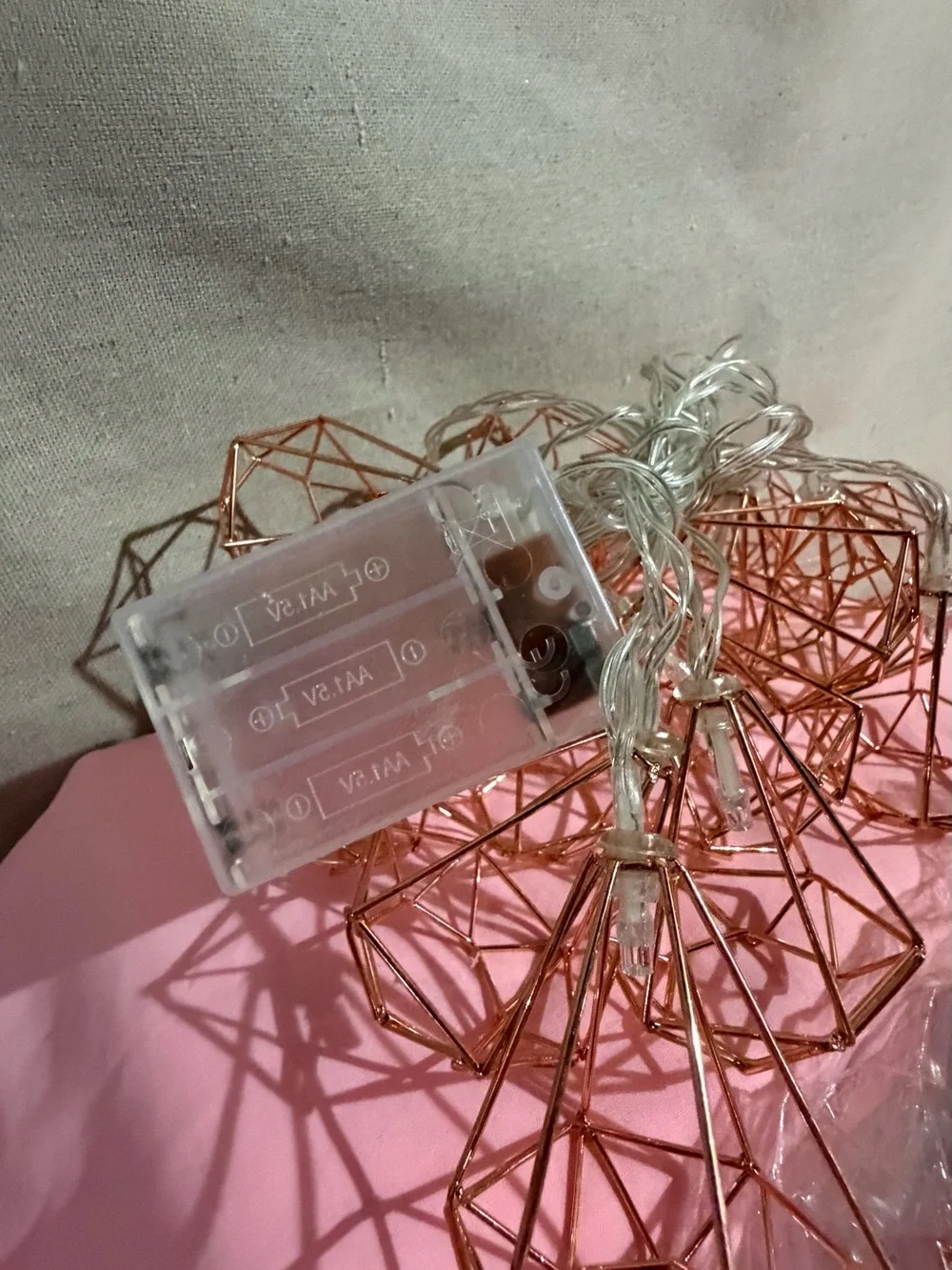 Copper Geometric Cage Battery String Lights - Home Holiday